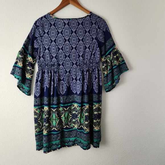 Umgee USA Size Small Peasant Boho Paisley Dress - Picture 2 of 9